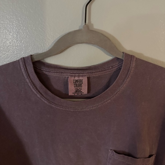 Purple Alpha Kappa Lamba x Phi Mu Spring Block Pocket Comfort Colors Tee Size L - Picture 4 of 6